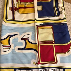 Hermes Les Coupes Scarf - Multicolor Scarf with Red, Blue, and Yellow